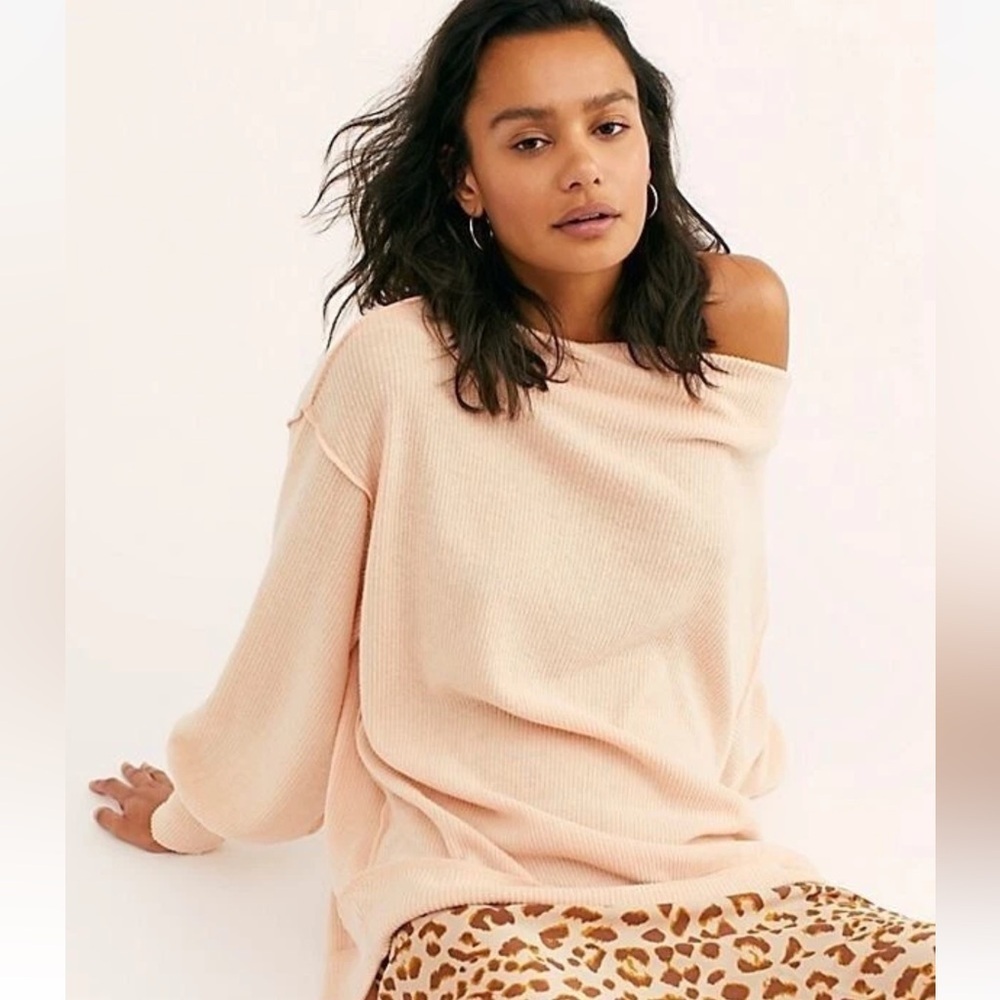 Free People Slouchy Main Squeeze Hacci Top- Nectar
